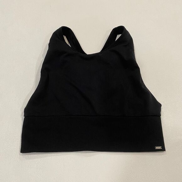 Victoria’s Secret PINK Active Black Sports Bra Crop Top Size Large - Picture 1 of 5